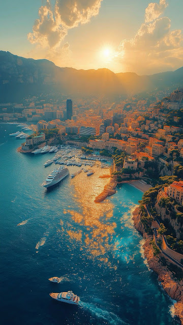 Golden Hour Sunset Over Mediterranean Coastal City Marina - Free mobile Wallpaper