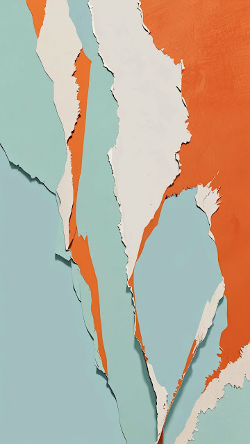 Distressed Paint Layers Texture Orange Mint Abstract - Free mobile Wallpaper