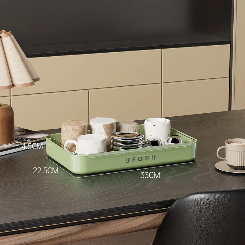 Desk organizer for cups with drip tray, multi-tiered