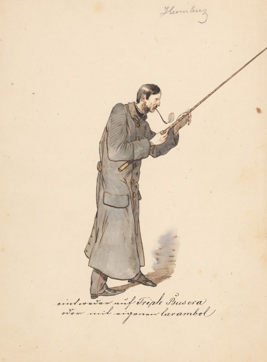 Man in a Long Military Coat with a Stick