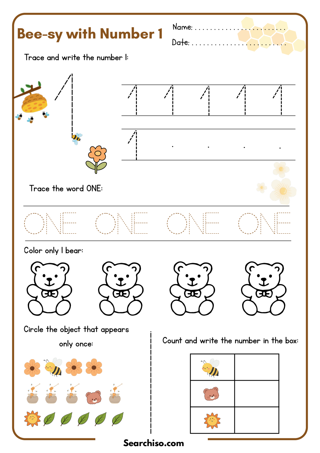Early Numeracy: Mastering the Number One PDF printable