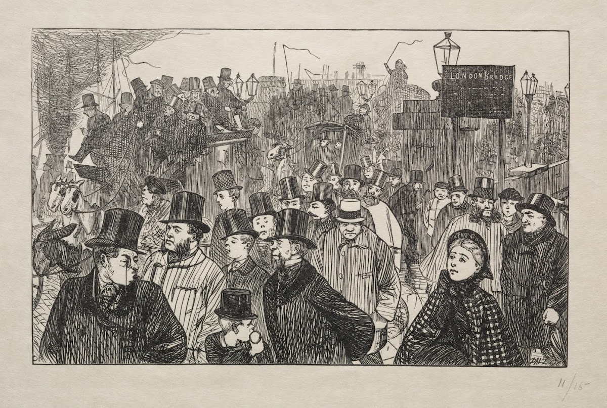 The Living Stream at London Bridge  On the Bridge 1863