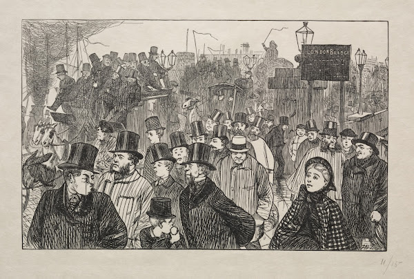 The Living Stream at London Bridge  On the Bridge 1863