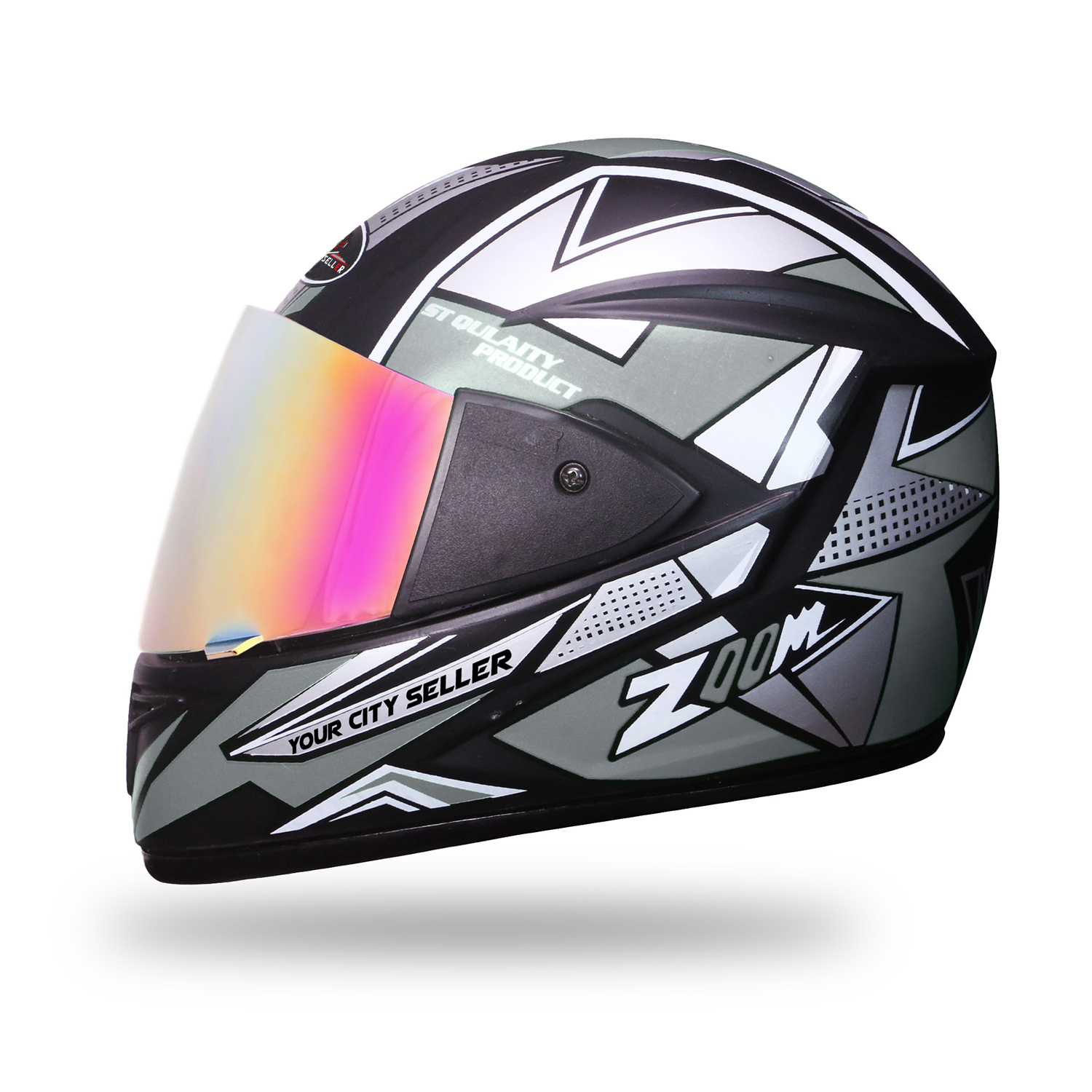 Side profile of the helmet showing aerodynamic shape