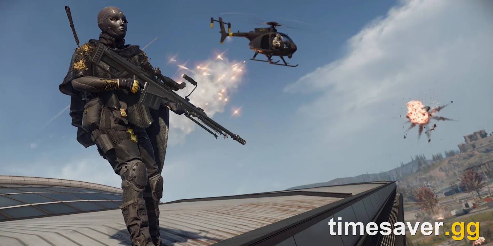 Call of Duty: Warzone operator on a rooftop — Warzone shares the same engine and throws the identical 0xE06D7363 crash