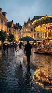 Abstract Blue and Gold Liquid Marble