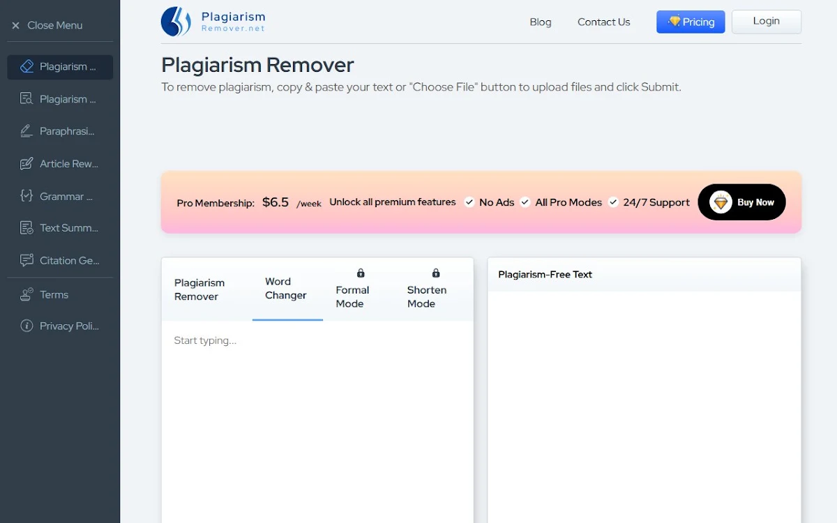 Captura de Plagiarism Remover