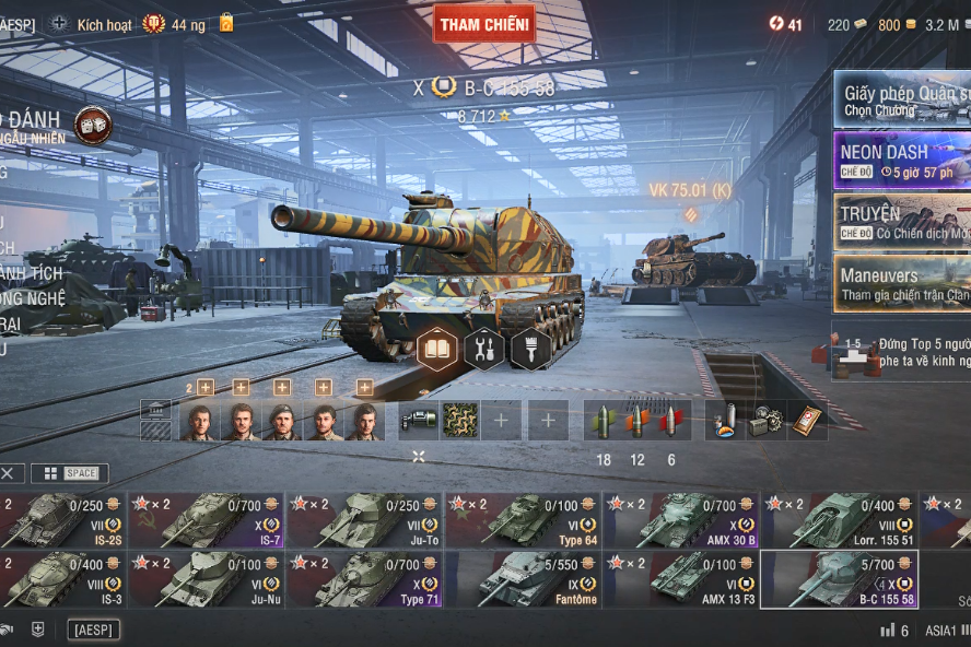 Acc World of Tanks PC gồm 5 tank X Type 71, IS-7, T-62A, AMX...