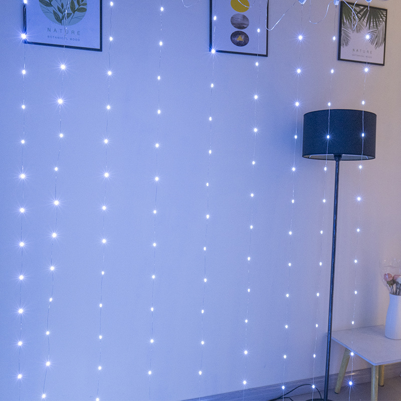 LED-Vorhang-Lichterkette mit USB-Anschluss und Fernbedienung