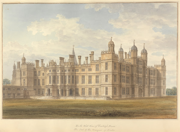 North West view of Burleigh House The Seat of the Marquis of Exeter 1817
