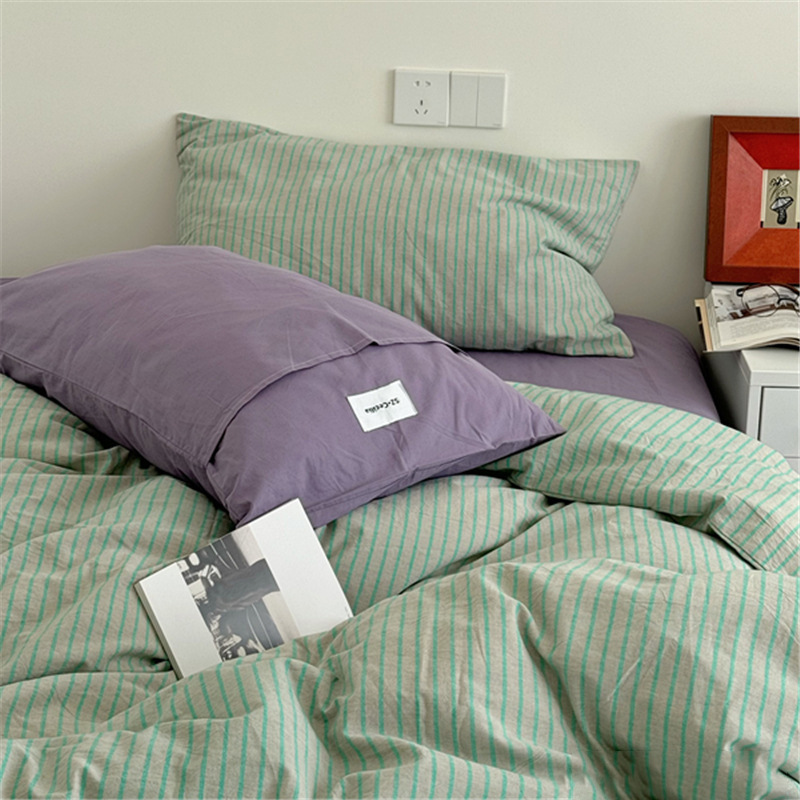 Cotton bedding set, 4-piece, stripes