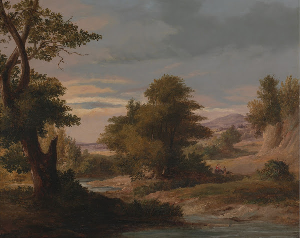 A Wooded River Landscape with Mother and Child