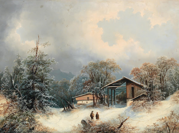 Winter Landscape With Decorative Figures