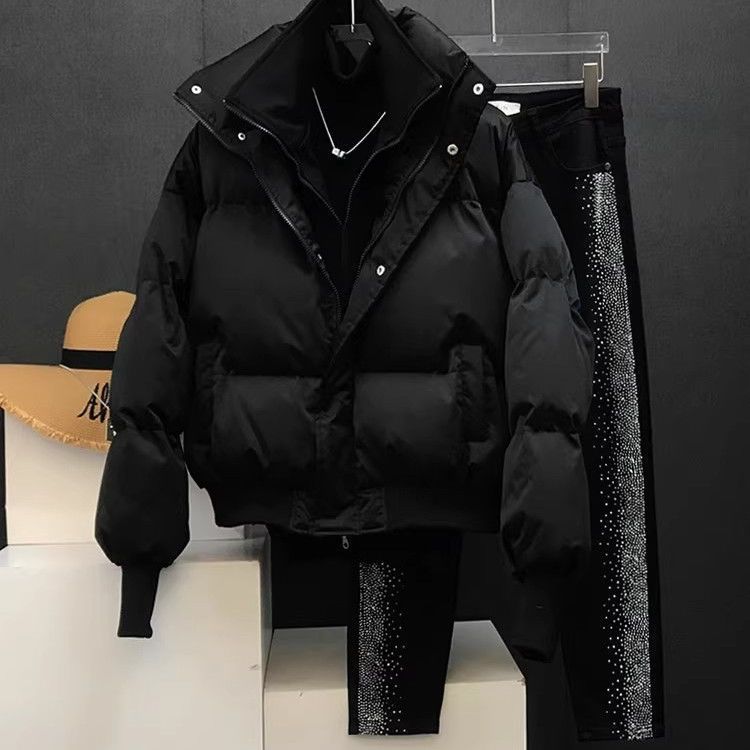 Men's winter jacket, stand-up collar, padded, short
