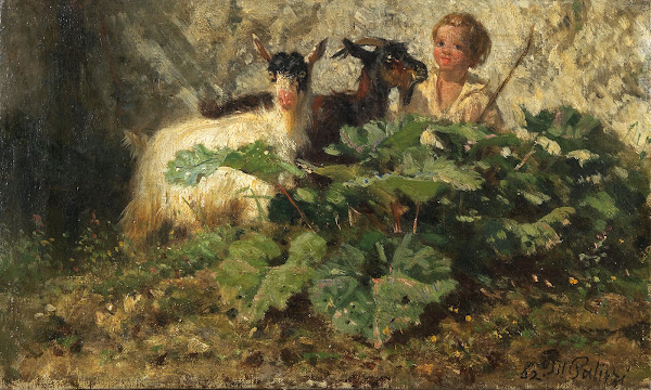 Caprette Con Pastorello A Shepherd With Goats 1862