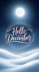 Hello December Winter Night Sky Full Moon Snowdrifts