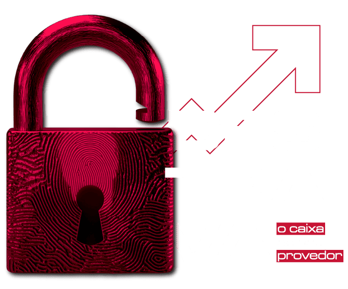 Identidade visual da campanha DESTRAVA, com imagem de cadeado aberto. Slogan: 'Destrava o caixa do seu provedor'.