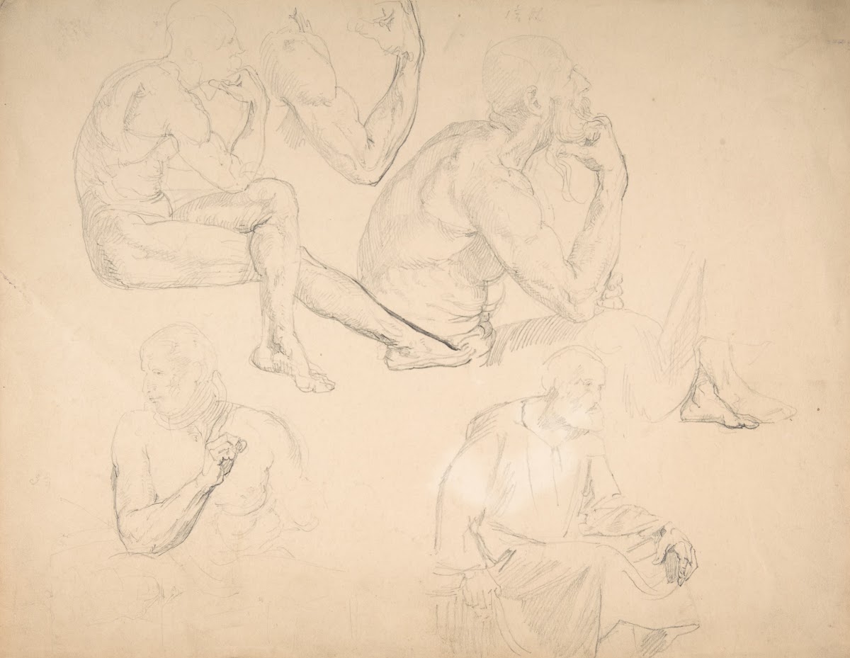 Studies of a Seated Bearded Man mid 19th century