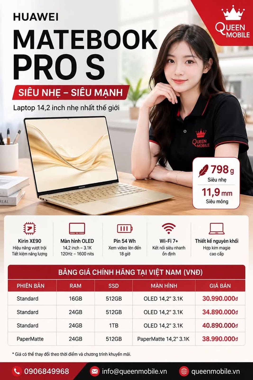 Huawei MateBook Pro S chính thức mở bán, laptop 14 inch toàn kim loại chỉ nặng 798 g #Huawei #HuaweiMateBookProS #MateBookProS #KirinXE90 #HarmonyOS #Laptop #LaptopMongNhe #CongNgh