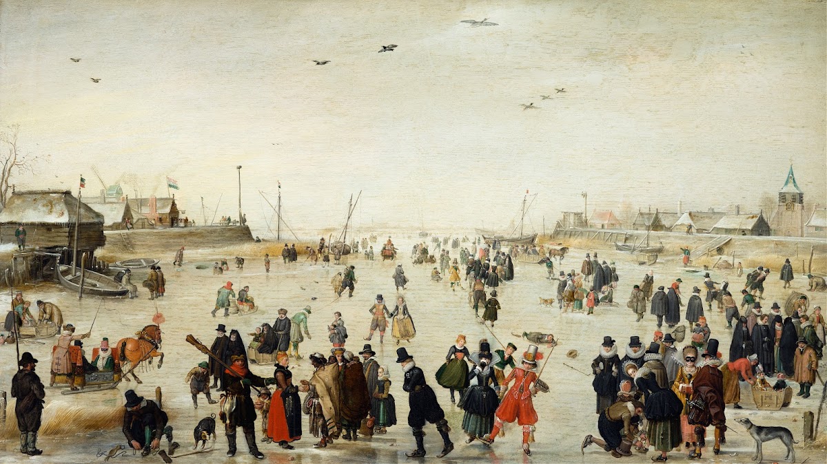 Winter Scene on a Frozen Canal circa 1620