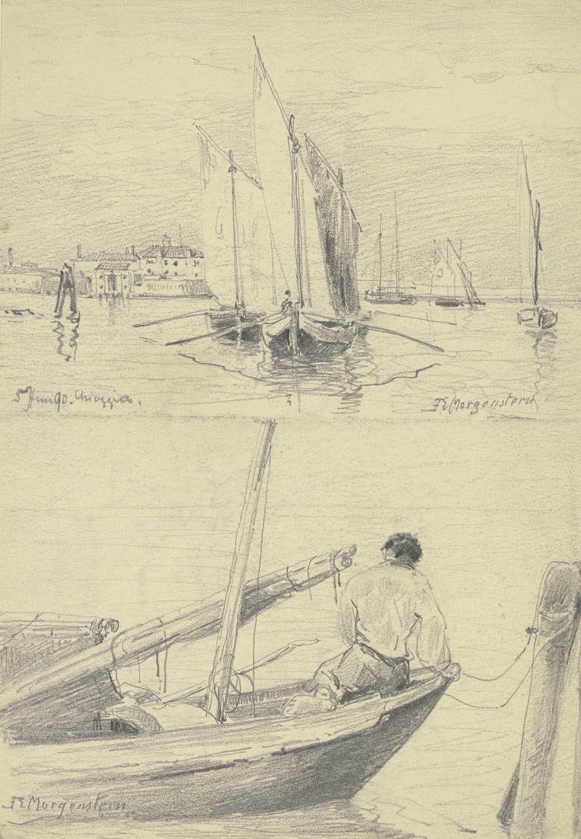 Studienblatt Fischerboote bei Chioggia 1890