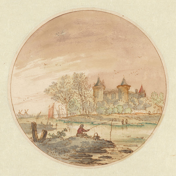 Landschap met een hengelaar en een kasteel 1644   1686