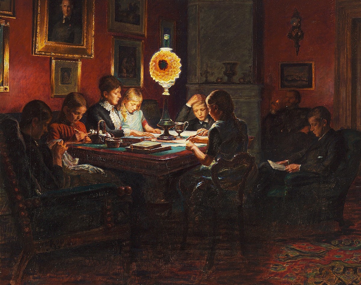Familebillede ved Lampelys 1890