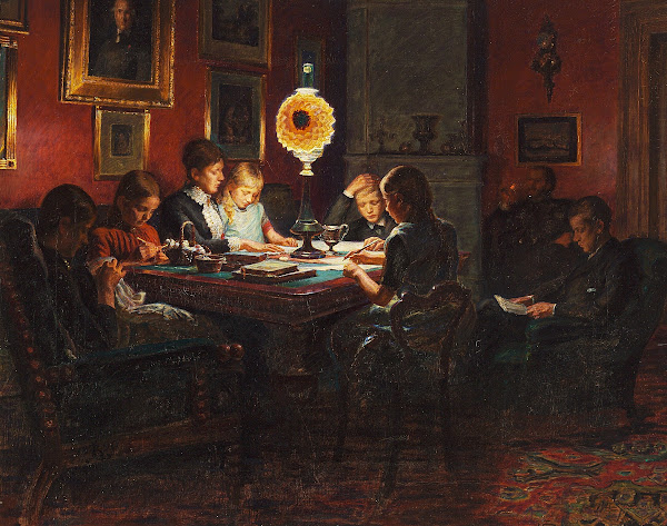 Familebillede ved Lampelys 1890