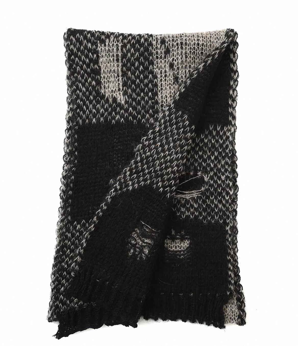 Karierter Strickschal im Used-Look, 165 cm