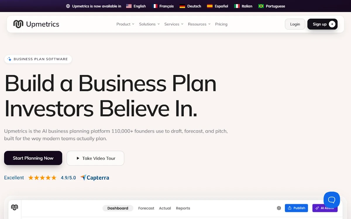 Captura de Upmetrics