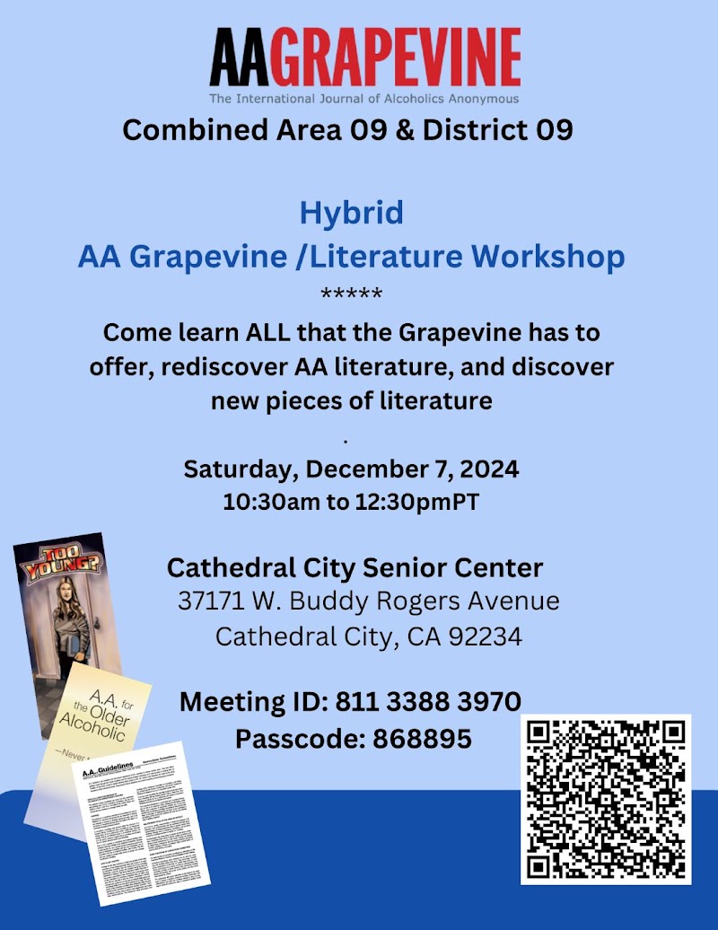 Flyer: Hybrid AA Grapevine /Literature Workshop Area 09 & District 09