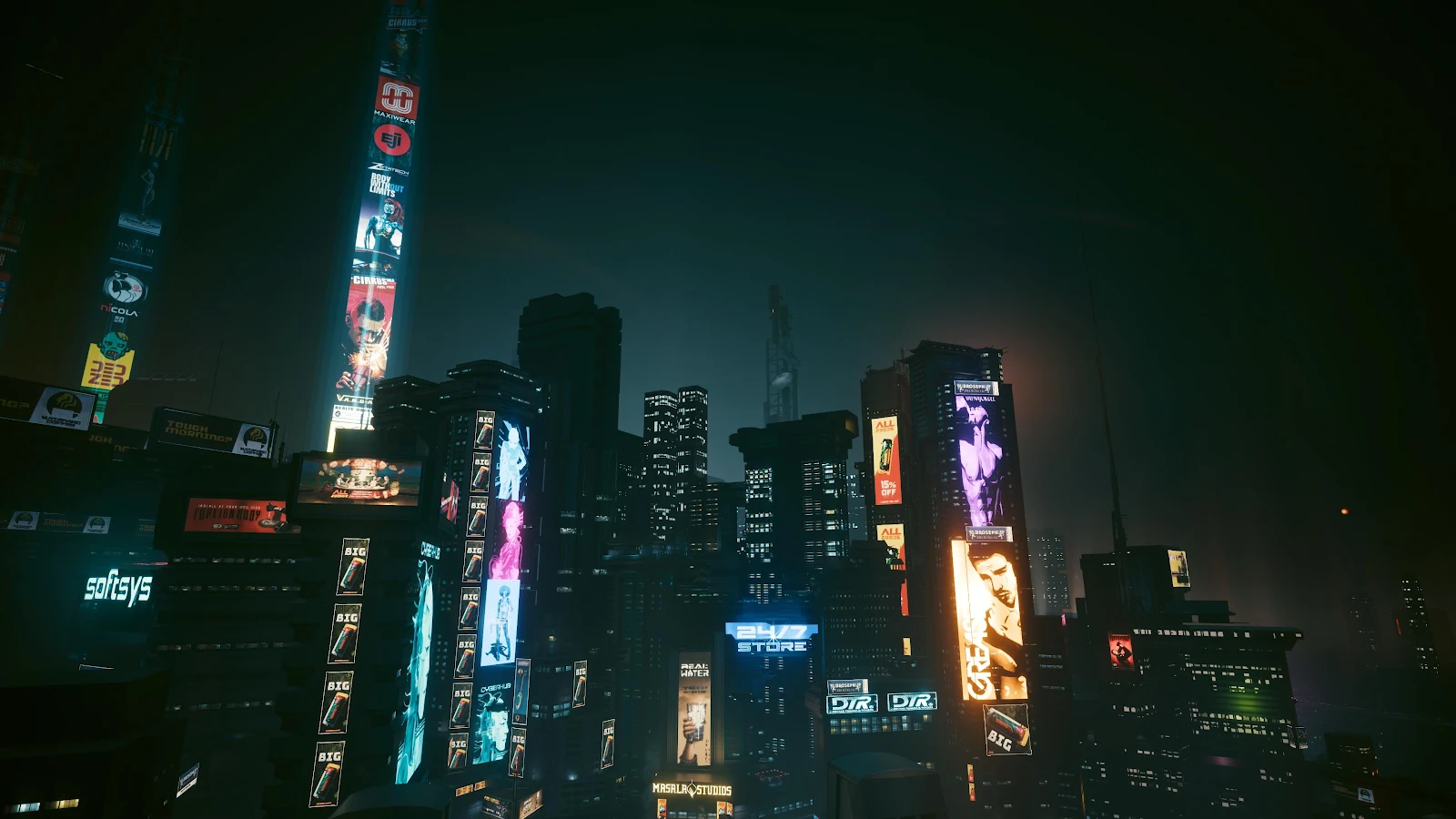 Cyberpunk 2077 Night City Skyline - Video Game Art 4K Wallpaper (3840x2160)