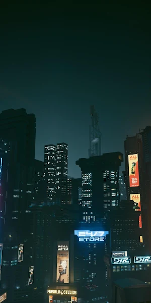 Cyberpunk 2077 Night City Skyline 4K Wallpaper Background