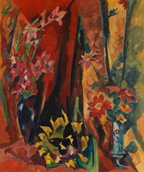 Blumenstillleben mit Schmetterling 1919
