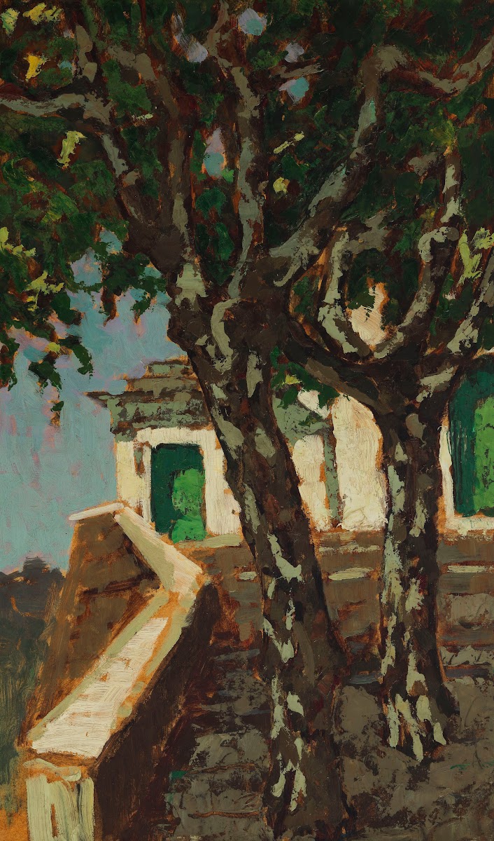 Platanus Trees at a Monastery Gate 1930