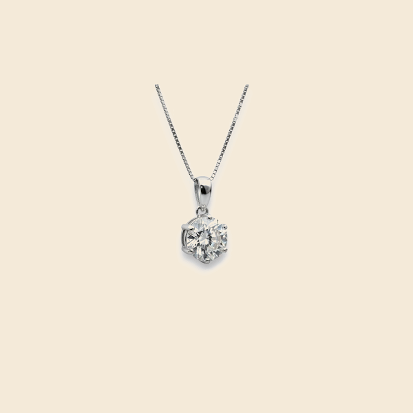 Classic Solitaire Pendant – White Gold