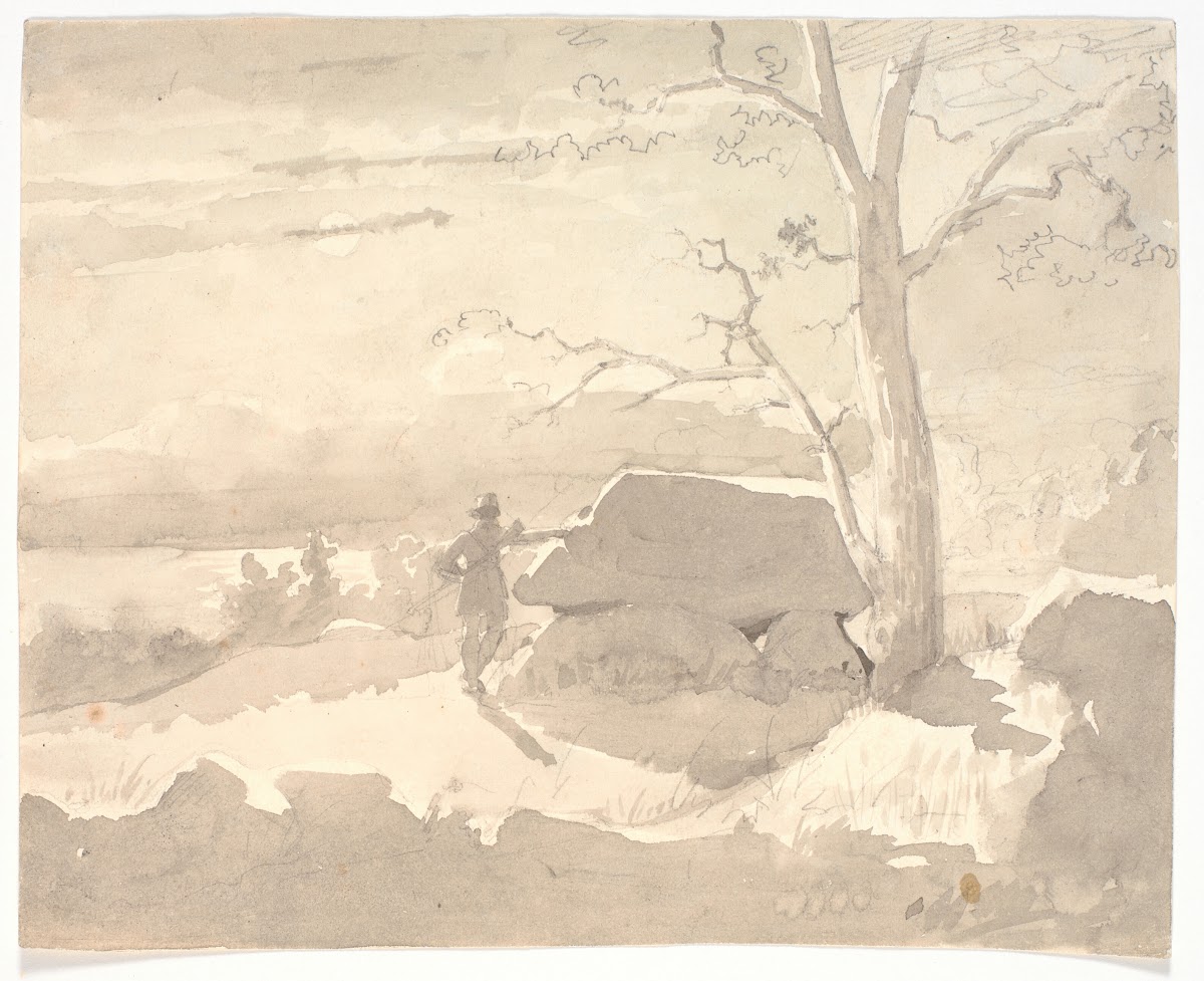 Måneskinsbillede Jæger ved en stendysse 1835