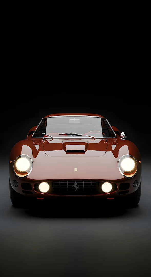 Classic Ferrari Sports Car Front View Dark Studio