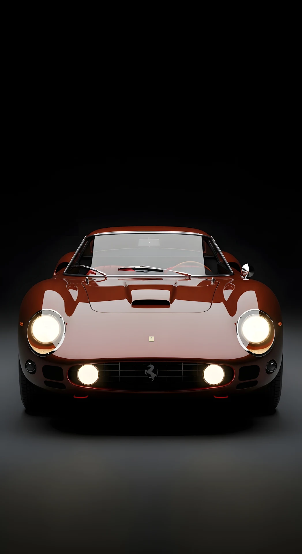 Classic Ferrari Sports Car Front View Dark Studio - Free 4K mobile Wallpaper