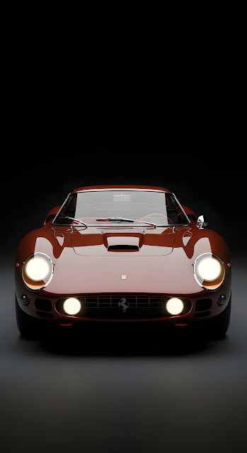 Classic Ferrari Sports Car Front View Dark Studio - Free mobile Wallpaper