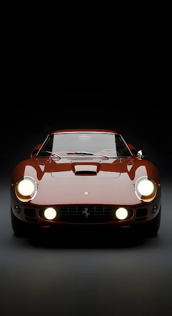 Classic Ferrari Sports Car Front View Dark Studio