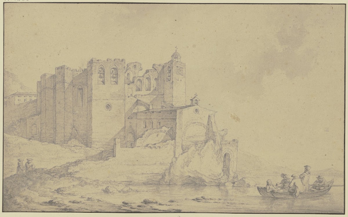 Blick auf ein altes Schloss an der Rhône