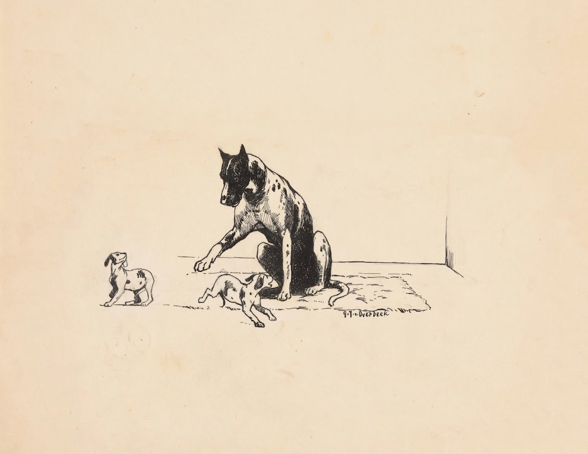 Hond met twee puppys 1892   1947