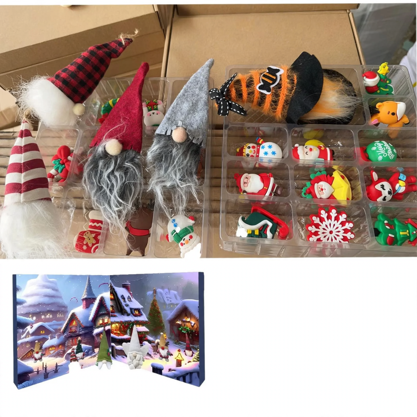 Weihnachts-Adventskalender mit Wichtelfiguren