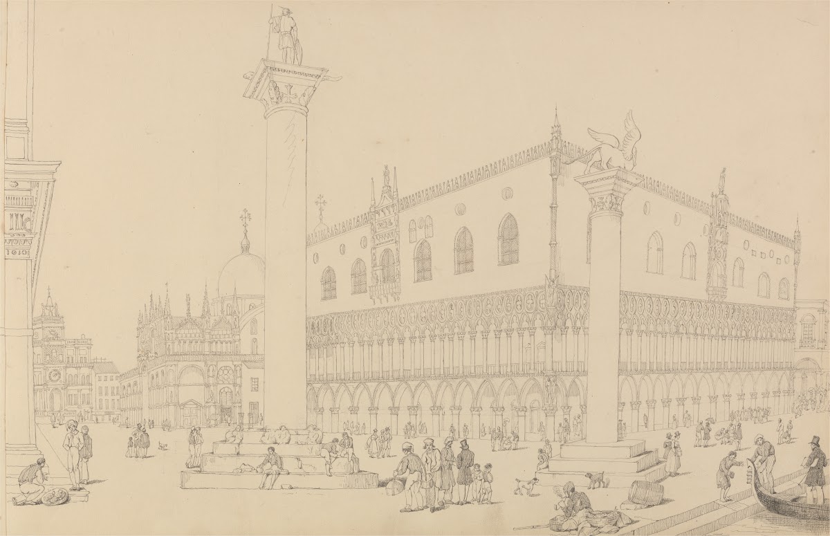 View of the Doges Palace and Church of St Mark Venice 1840
