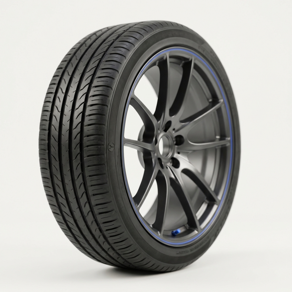 Close up of a high speed rated tire mounted on an SUV wheel showing sidewall speed rating and tread detail for trackhawk for sale