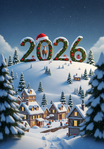 New Year 2026 Snow Village Deer