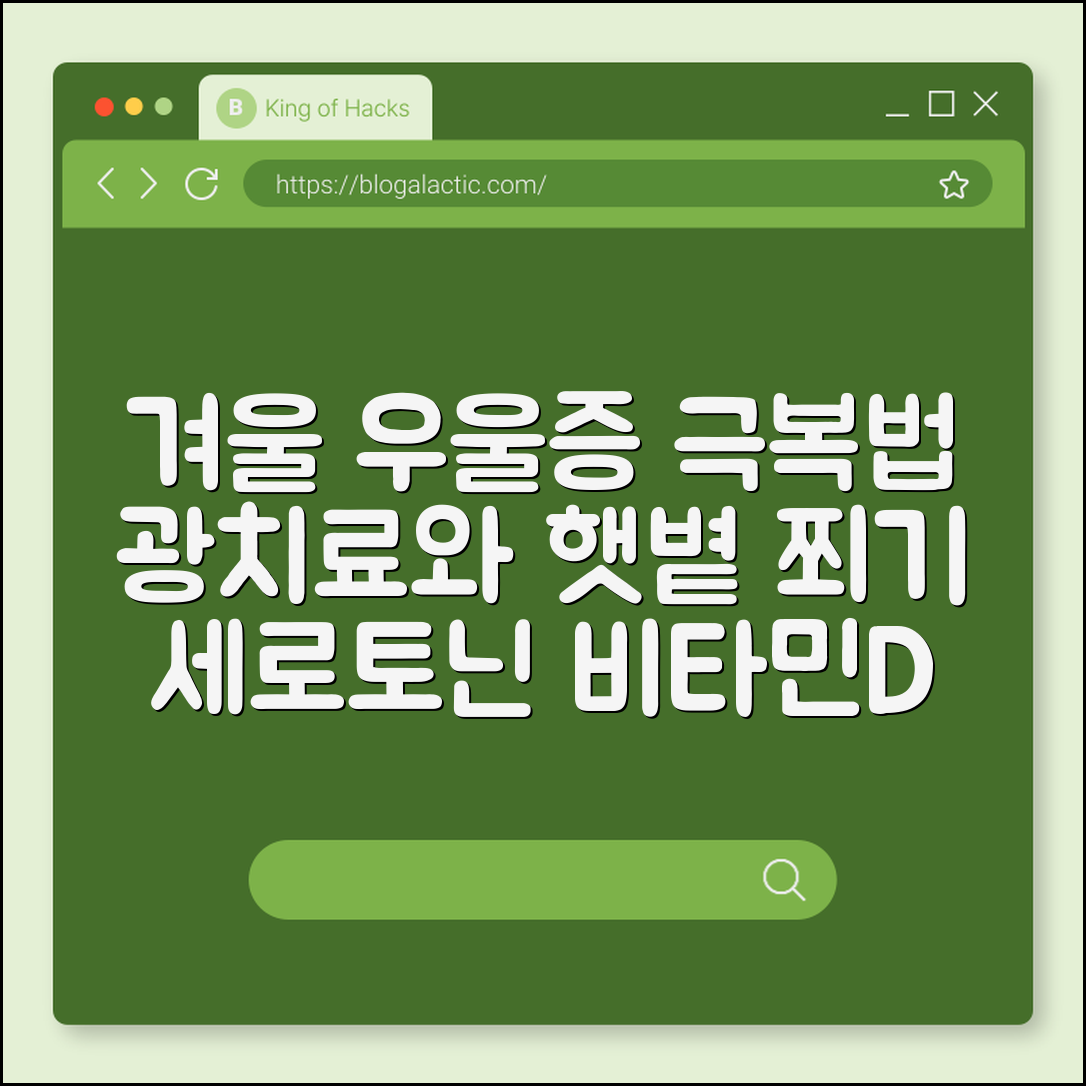 겨울 우울증(계절성 정동장애) 극복을 위한 광치료법 (세로토닌 분비, 햇볕 쬐기, 비타민D 수치)