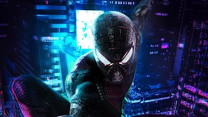 Amazing Miles Morales, Spider-Man, Miles Morales, Cyberpunk, Art 4K iPhone Wallpaper Background