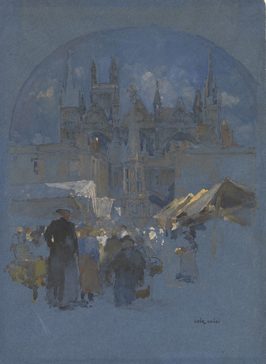 A Market Square before a Cathedral 1870s 1880s